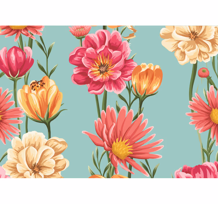 Fotobehang bloemen kleurrijke bloemencompositie - TenStickers