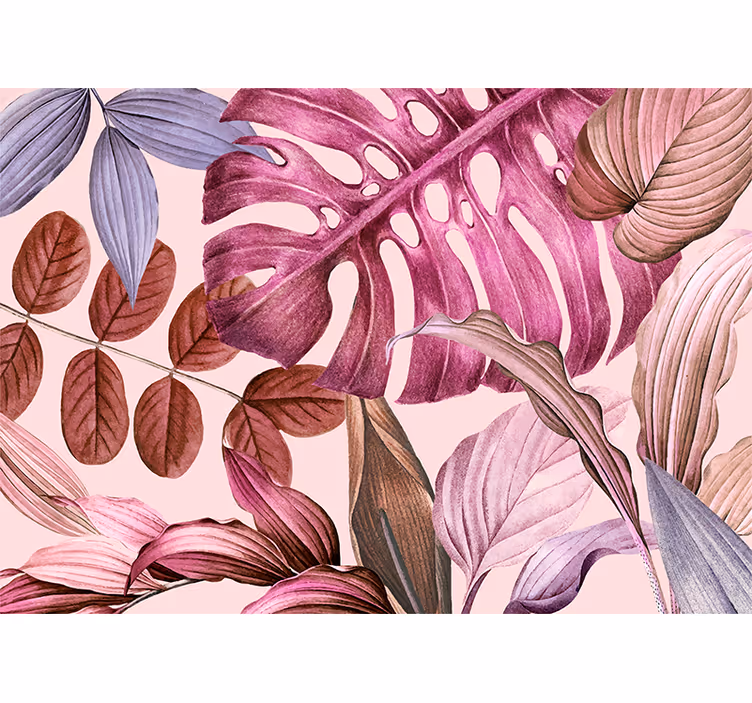Fotobehang bloemen levendige tropische bladeren - TenStickers