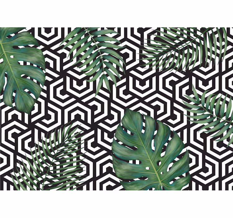 Fotobehang ander print geometrisch bladerenpatroon - TenStickers
