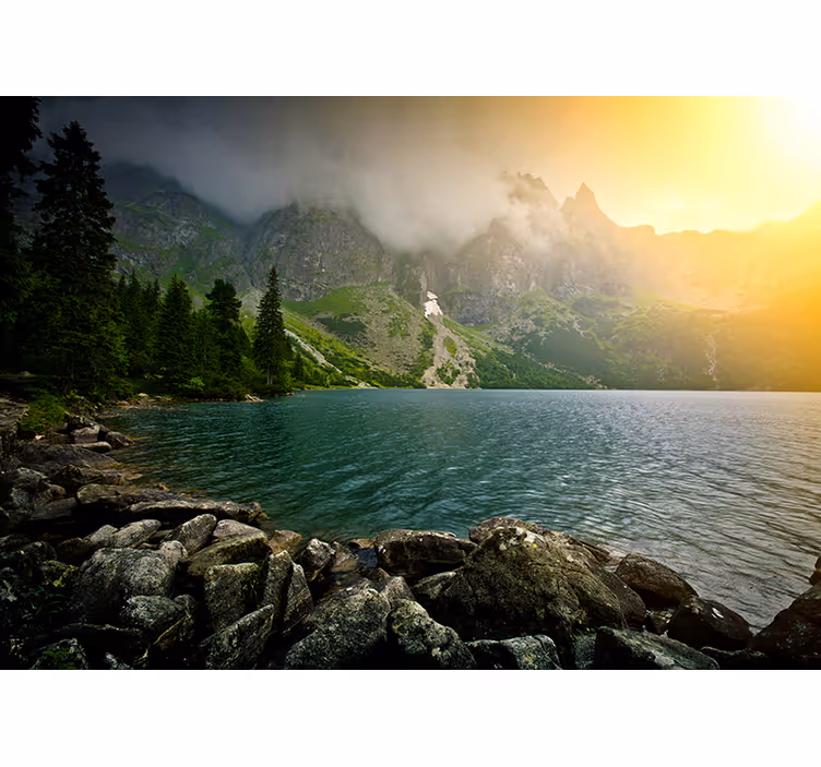 Fotobehang landschap bergmeer uitzicht - TenStickers