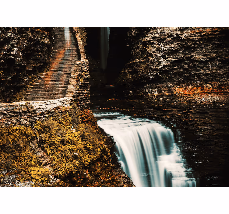Fotobehang landschap waterval zicht - TenStickers
