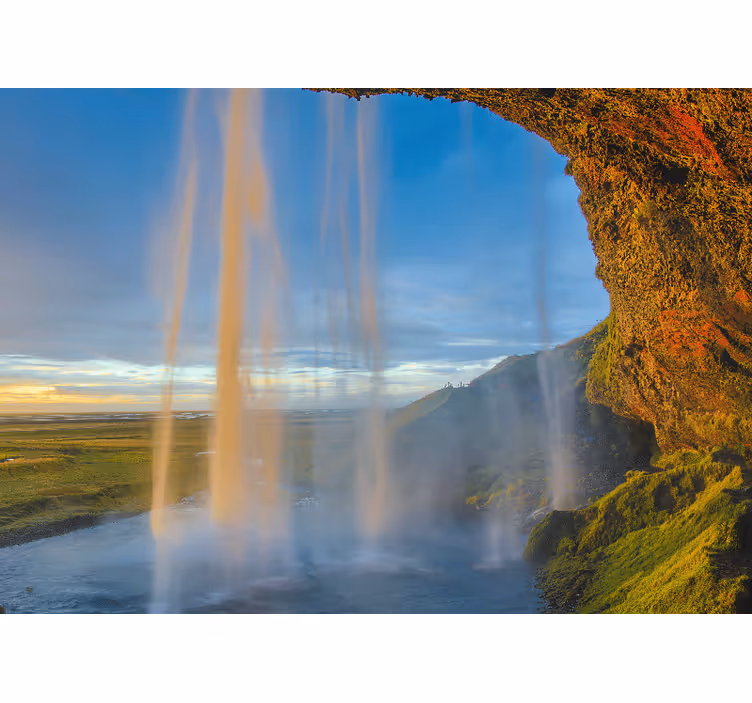 Foto behang bergen majestueus waterval uitzicht - TenStickers