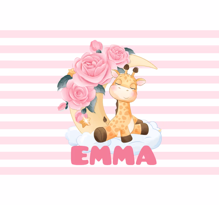 Foto behang kinderkamer giraffe met rozen - TenStickers