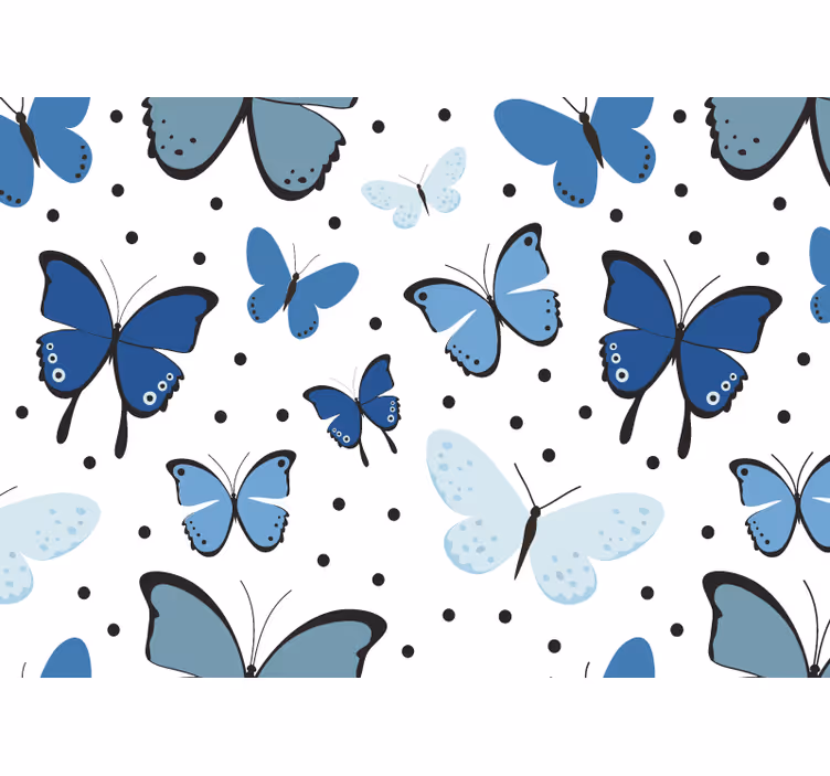 Foto behang kinderkamer blauw vlinder patroon - TenStickers