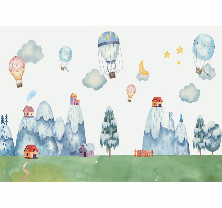 Babykamer fotobehang dromerige luchtballonnen - TenStickers