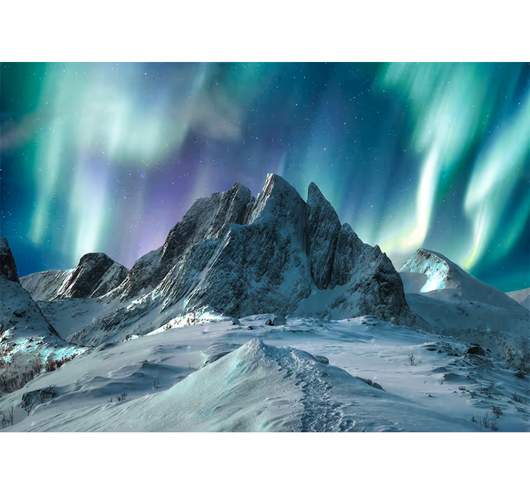 Fotobehang landschap berg aurora's weergave - TenStickers