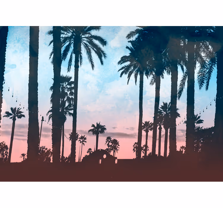 Foto behang natuur palmboom silhouet - TenStickers