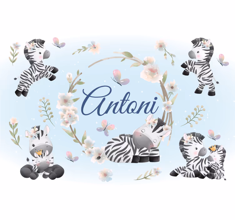 Fotobehang dieren zebra speeltijd ontwerp - TenStickers