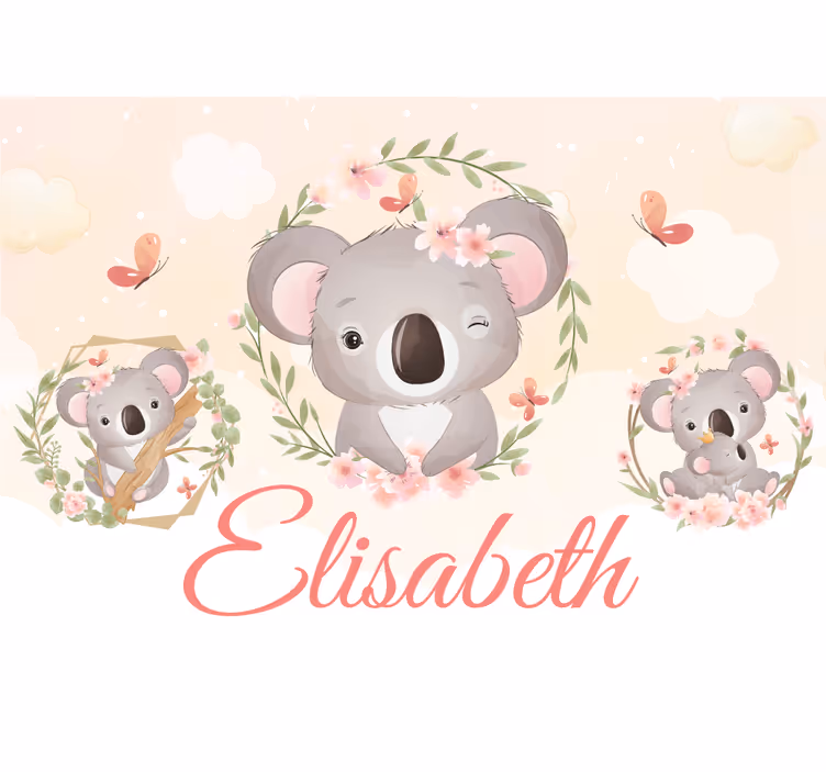 Gepersonaliseerd fotobehang koala familie plezier - TenStickers