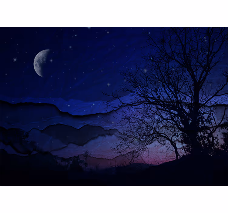 Fotobehang lucht maanverlichte nachtlucht - TenStickers