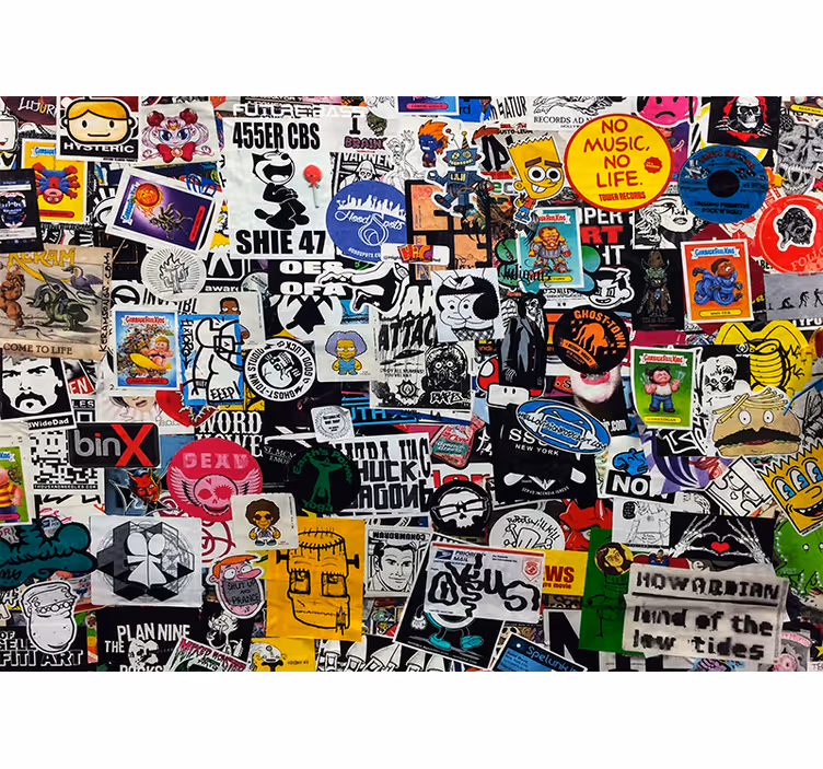 Graffiti fotobehang kleurrijke sticker collage - TenStickers