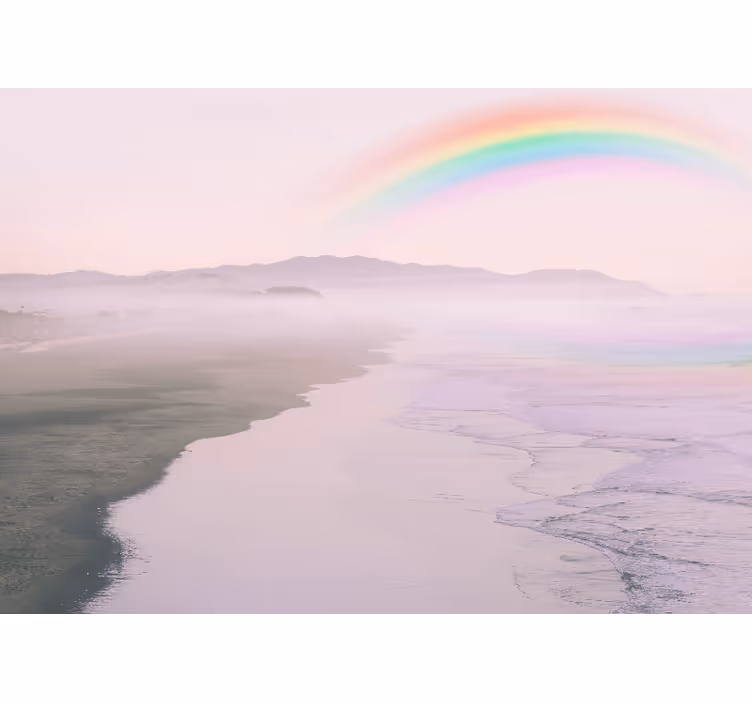 Foto behang natuur serene strand regenboog - TenStickers