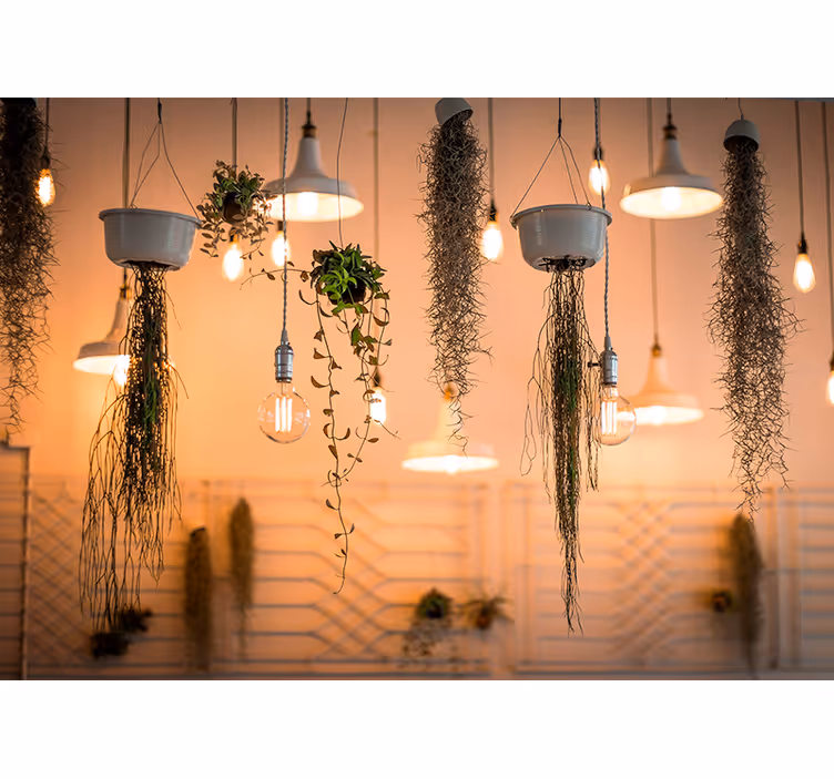 Foto behang natuur met hangende groene accenten - TenStickers