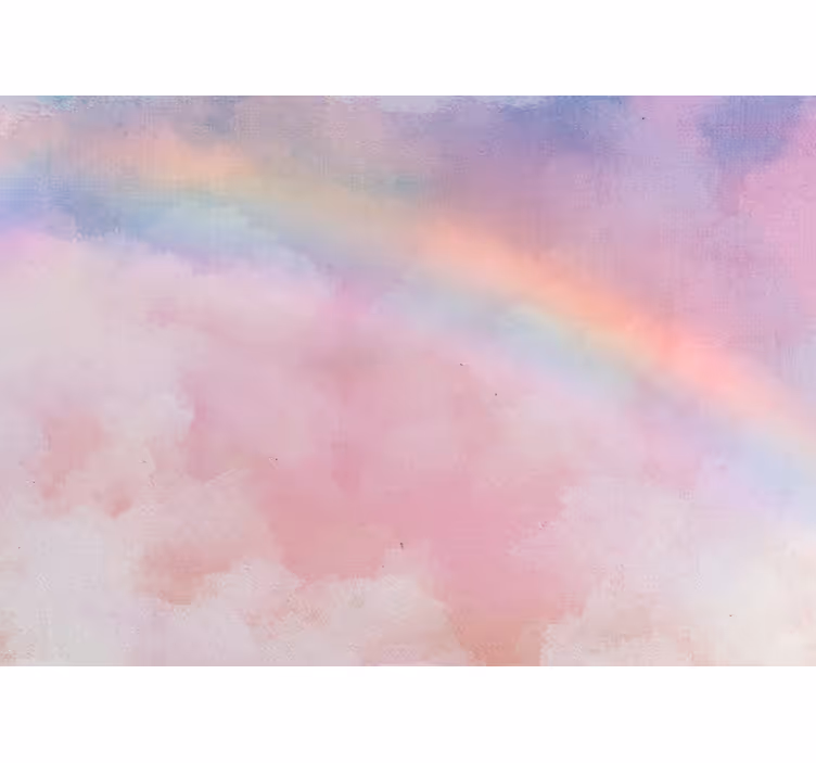 Fotobehang babykamer Regenboog babyroze wolken - TenStickers