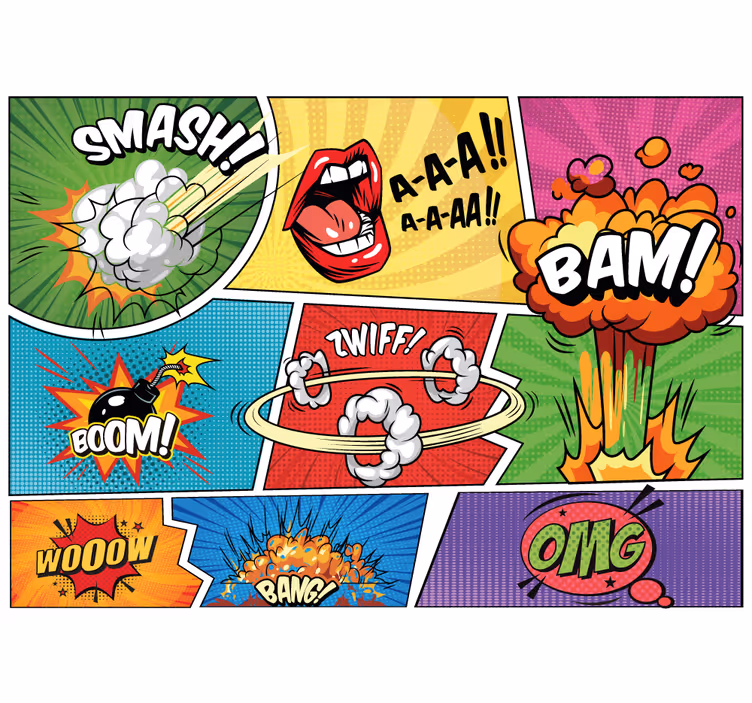 Graffiti fotobehang stripboek actie - TenStickers