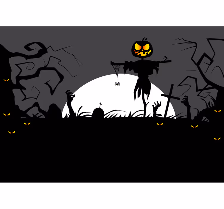 Fotobehang halloween griezelige pompoen scarecrow - TenStickers