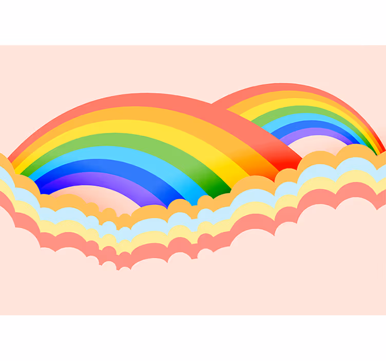 Fotobehang tekst kleurrijke regenbooggolven - TenStickers
