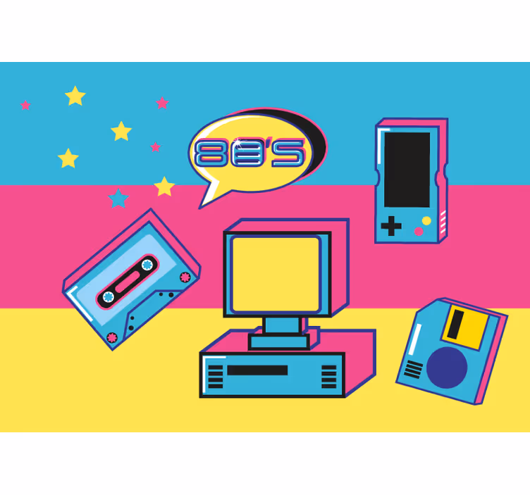 Graffiti fotobehang retro gaming elementen - TenStickers