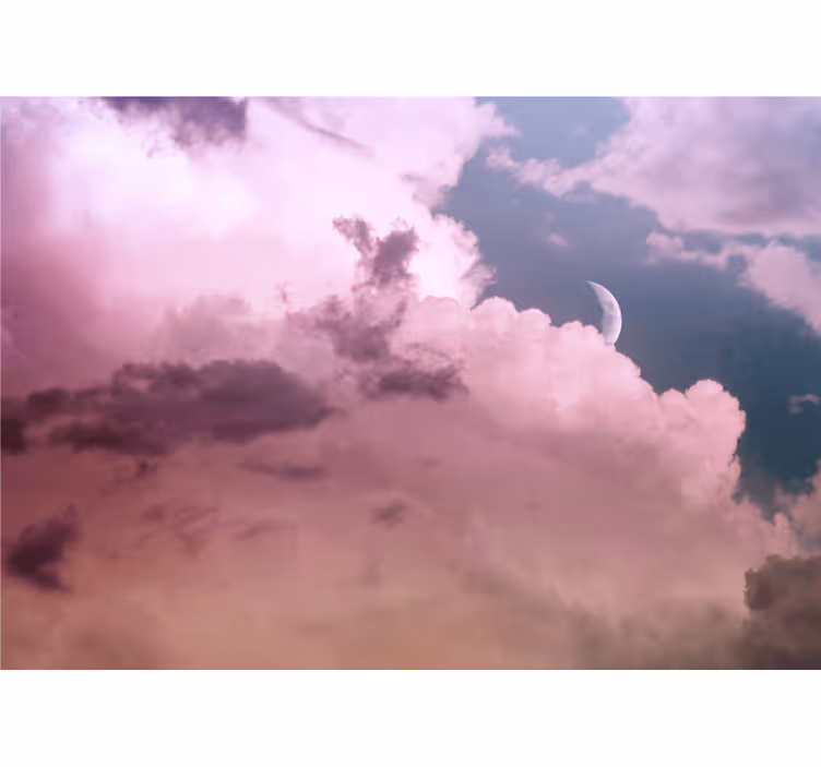 Fotobehang lucht bewolkte maanverlichte lucht - TenStickers