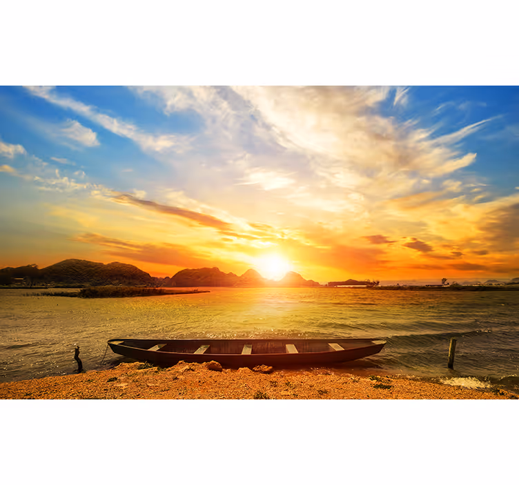 Fotobehang landschap serene zonsondergang reflectie - TenStickers