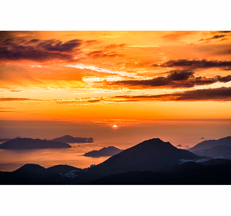 Fotobehang landschap zonsondergang boven de oceaan - TenStickers