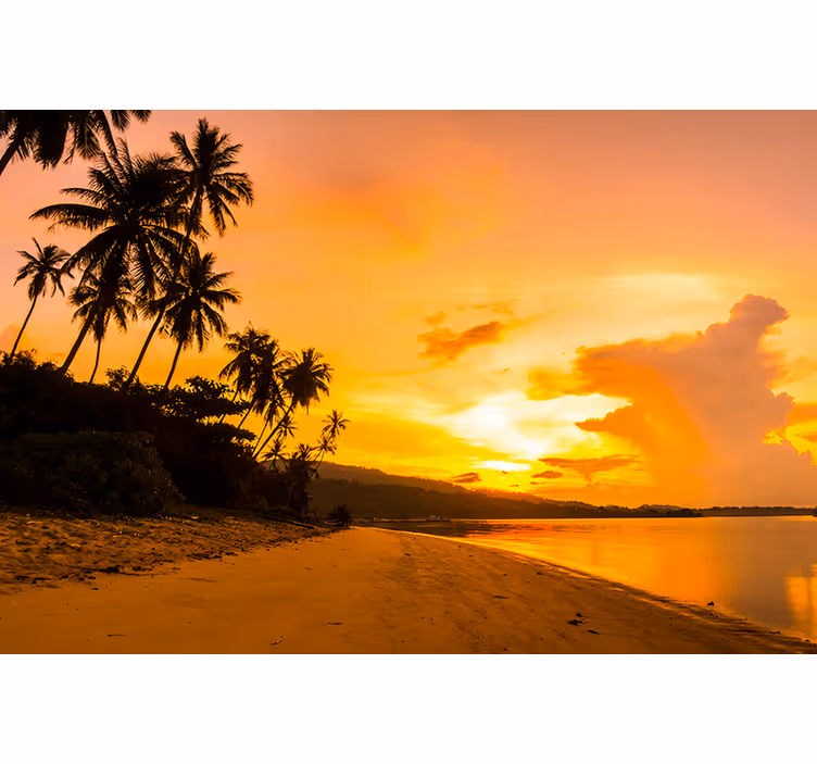 Fotobehang landschap tropische zonsondergang sereniteit - TenStickers