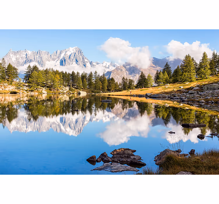 Fotobehang landschap bergreflectie scenery - TenStickers