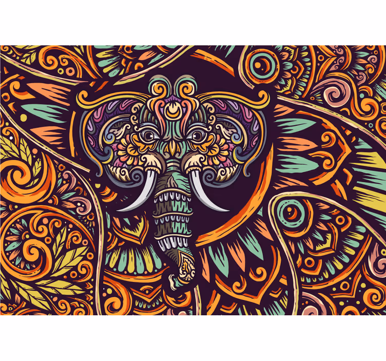 Fotobehang dieren met decoratief olifantenmotief - TenStickers