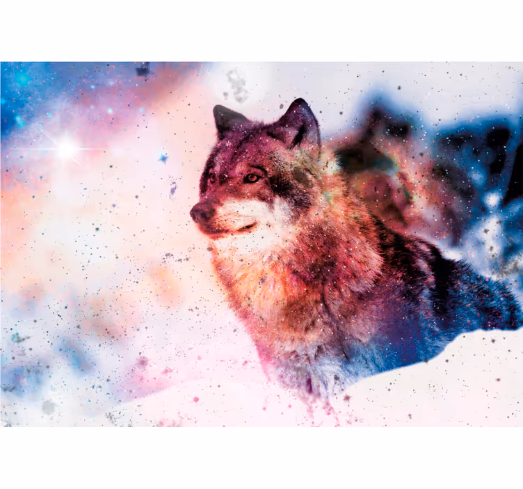 Fotobehang dieren lone cosmic wolf - TenStickers