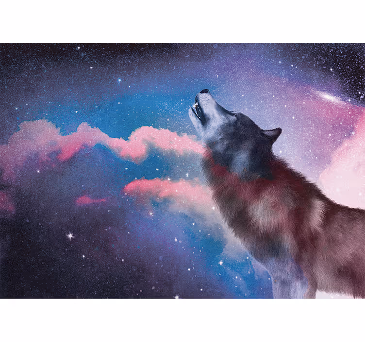 Fotobehang dieren uilende wolf silhouet - TenStickers