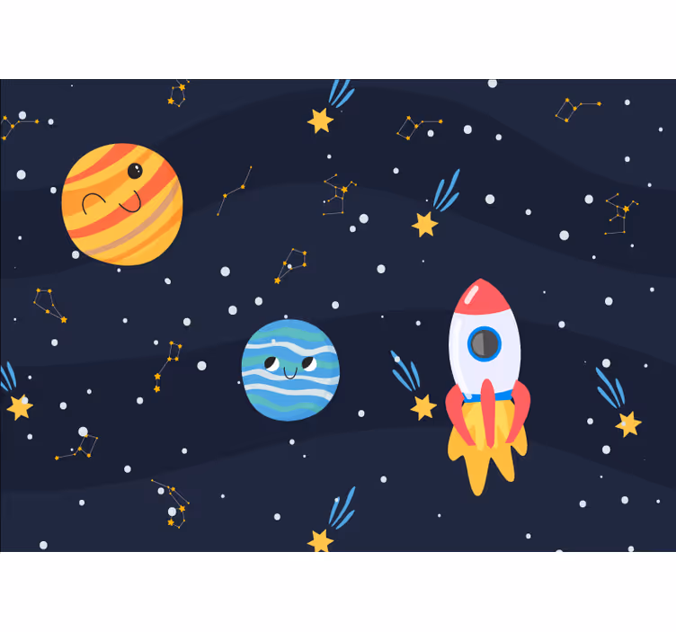 Foto behang ruimte speelse planeet verkenning - TenStickers