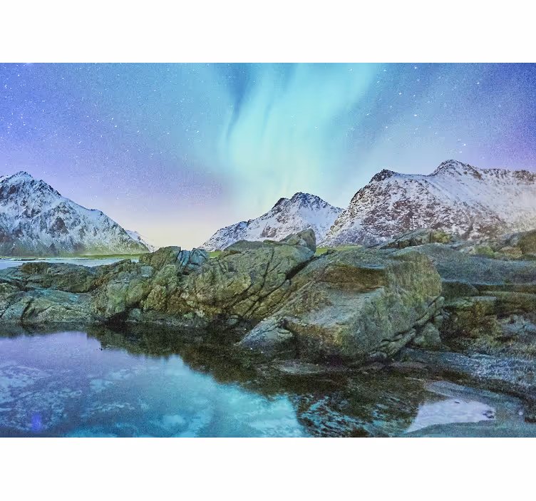 Fotobehang landschap noorderlichtreflectie - TenStickers