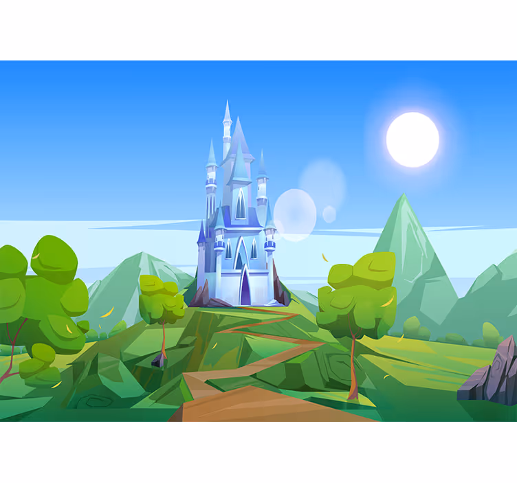 Fotobehang fantasie betoverend kasteel landschap - TenStickers
