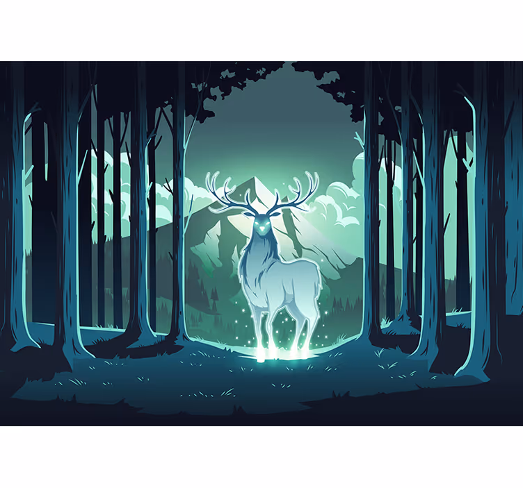 Fotobehang dieren majestueuze hert in bos - TenStickers