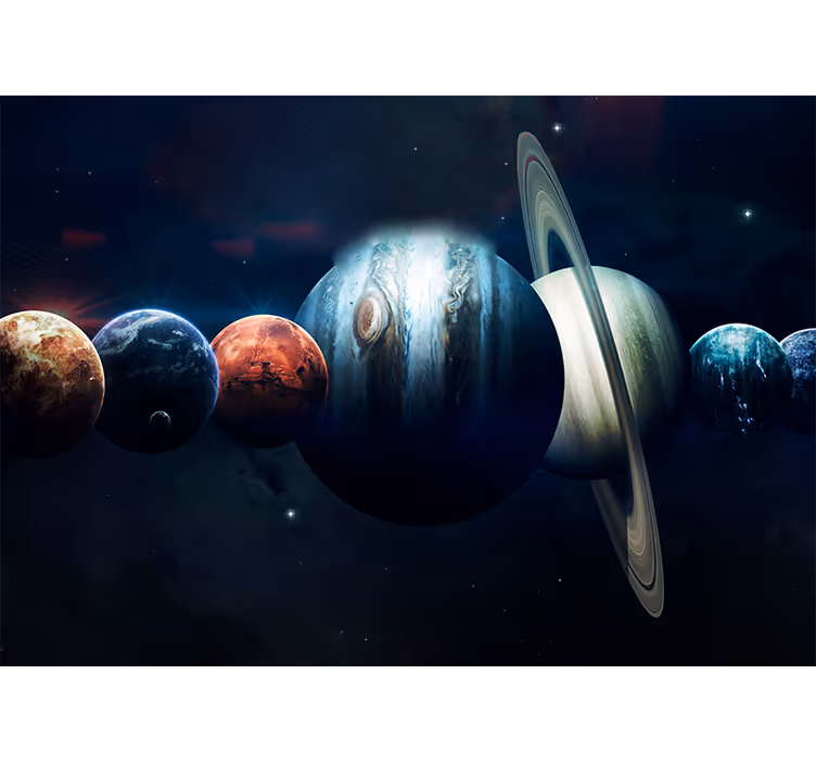Planeten in een baan foto behang ruimte - TenStickers