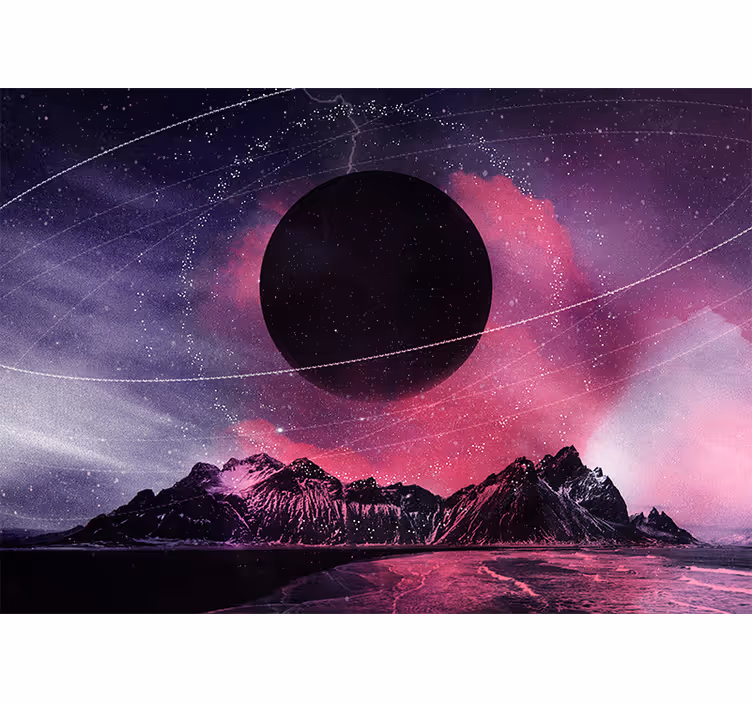 Foto behang ruimte cosmic zwarte planeet - TenStickers
