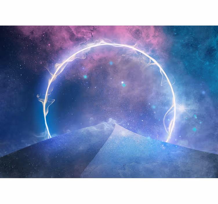 Foto behang ruimte galactische cirkel portal - TenStickers