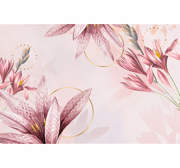 Fotobehang bloemen roze lelie bloesems - TenStickers