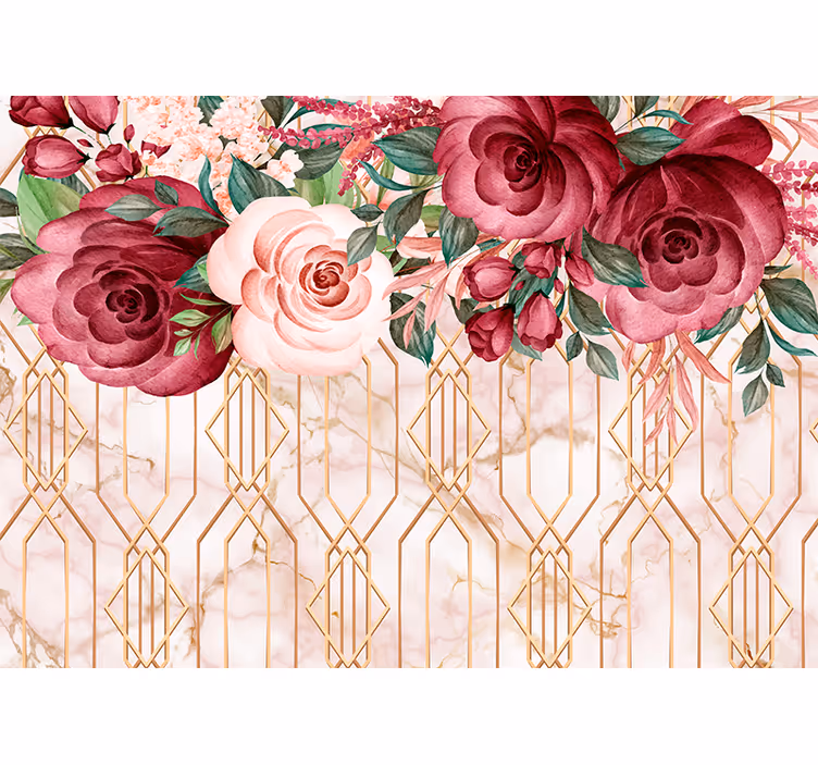 Roos geometrische fusie fotobehang bloemen - TenStickers