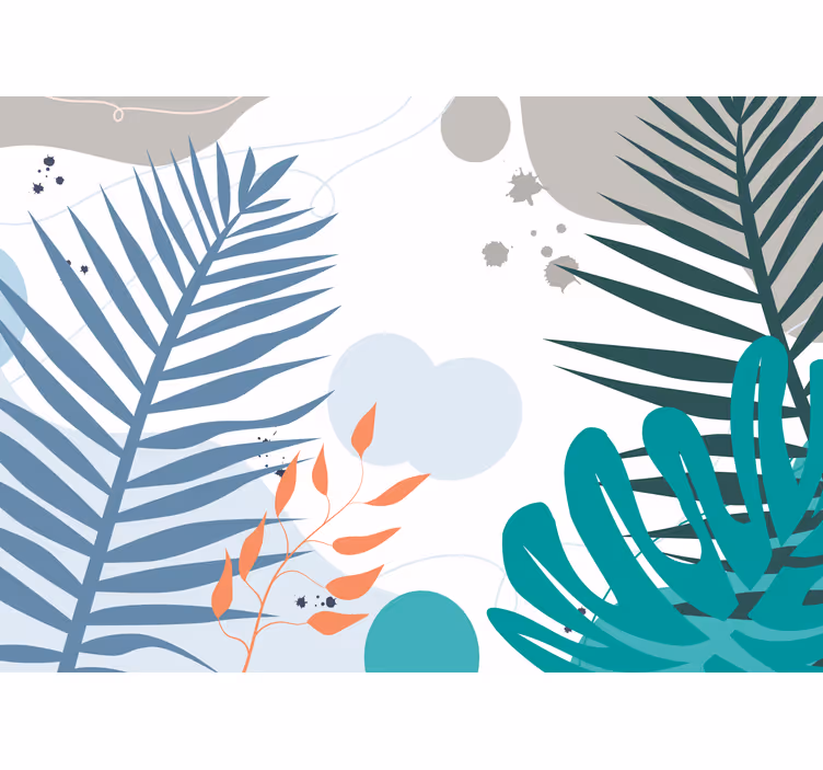 Foto behang natuur met gestileerde bladmotieven - TenStickers