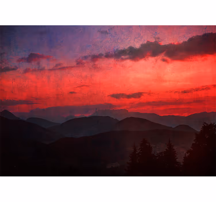 Foto behang bergen dramatische bergzonsondergang - TenStickers