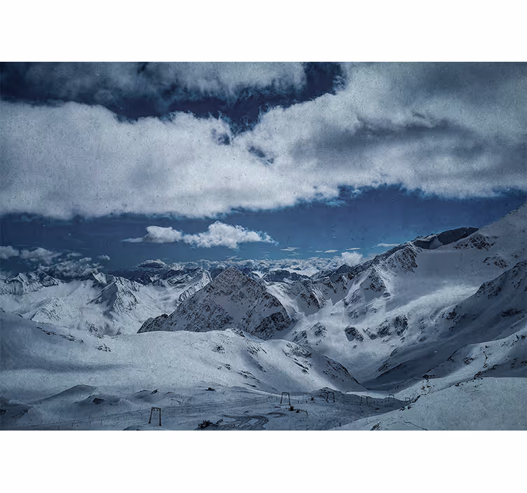 Foto behang bergen met besneeuwde bergtoppen - TenStickers