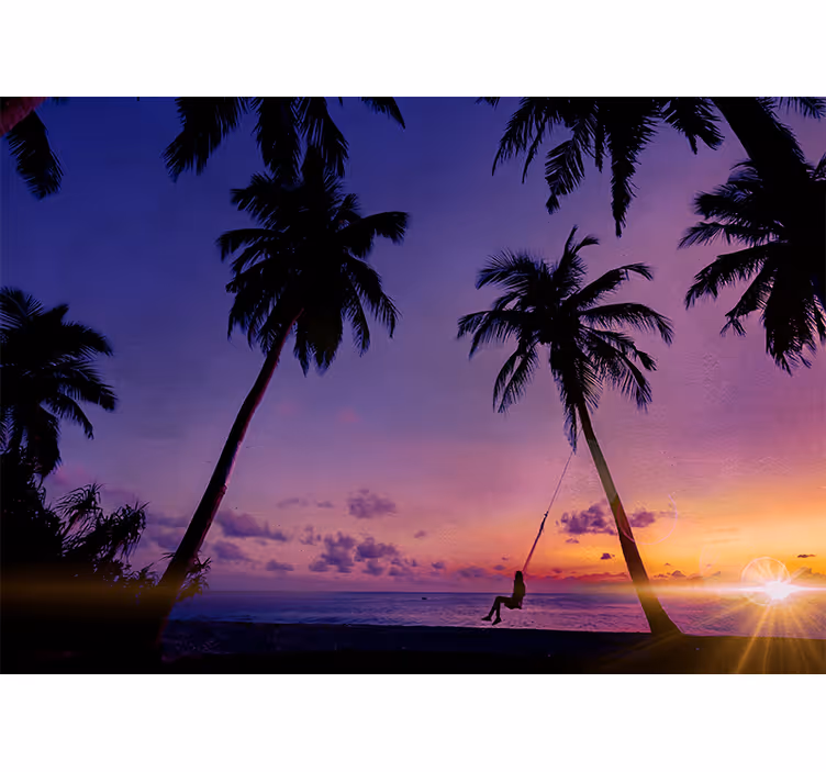 Foto behang natuur zonsondergang swingende palm - TenStickers