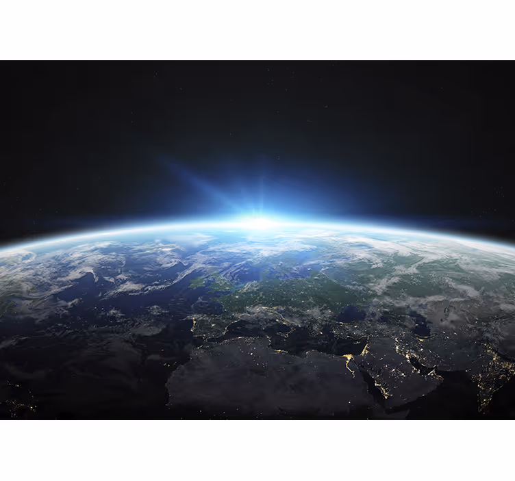 Aarde horizon gloed foto behang ruimte - TenStickers