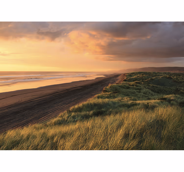 Harmonie bij zonsondergang aan zee fotobehang strand - TenStickers