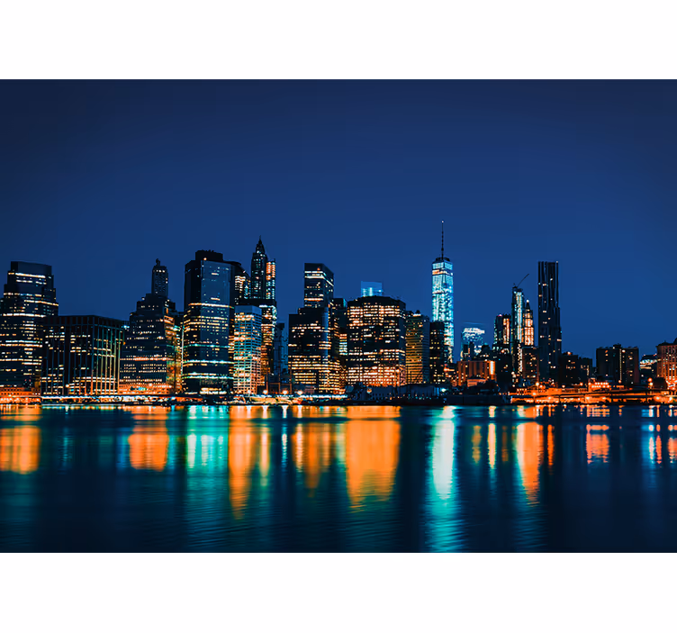 Foto behang new york skyline nacht - TenStickers