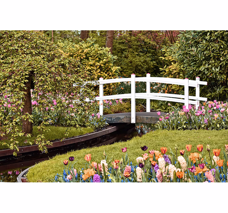 Fotobehang landschap serene tuinbrug - TenStickers