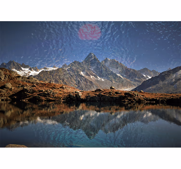 Fotobehang landschap majestueuze bergen reflectie - TenStickers