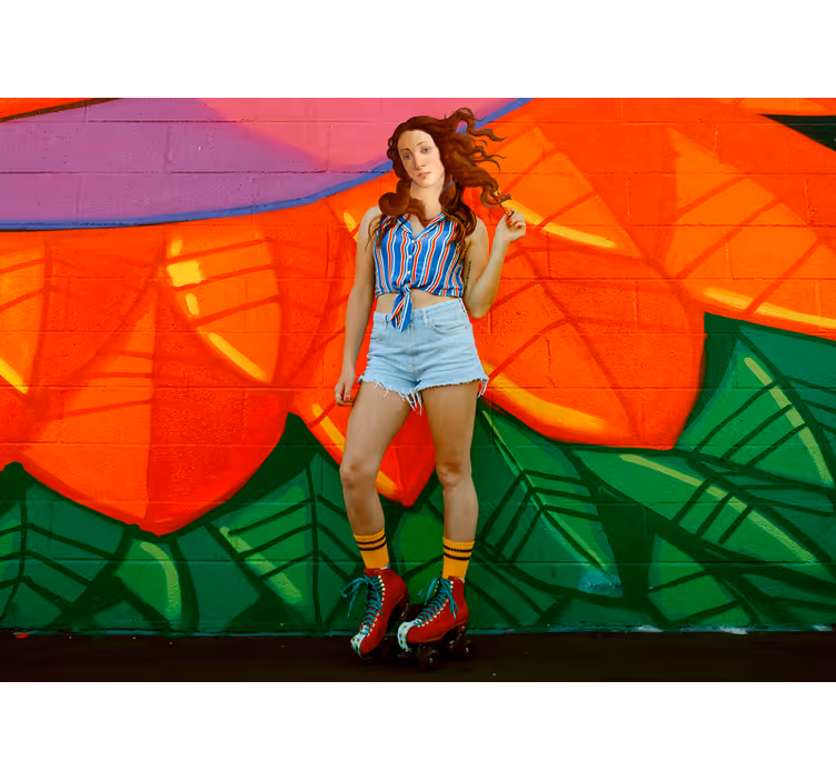 Graffiti fotobehang dappere roller skater - TenStickers