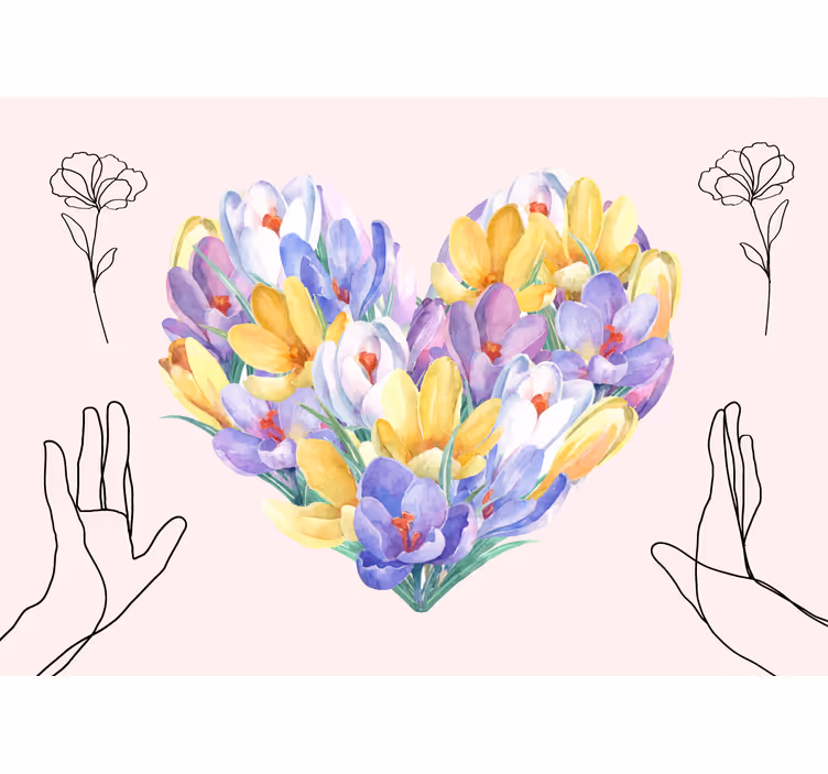 Fotobehang bloemen hartvormig boeket - TenStickers